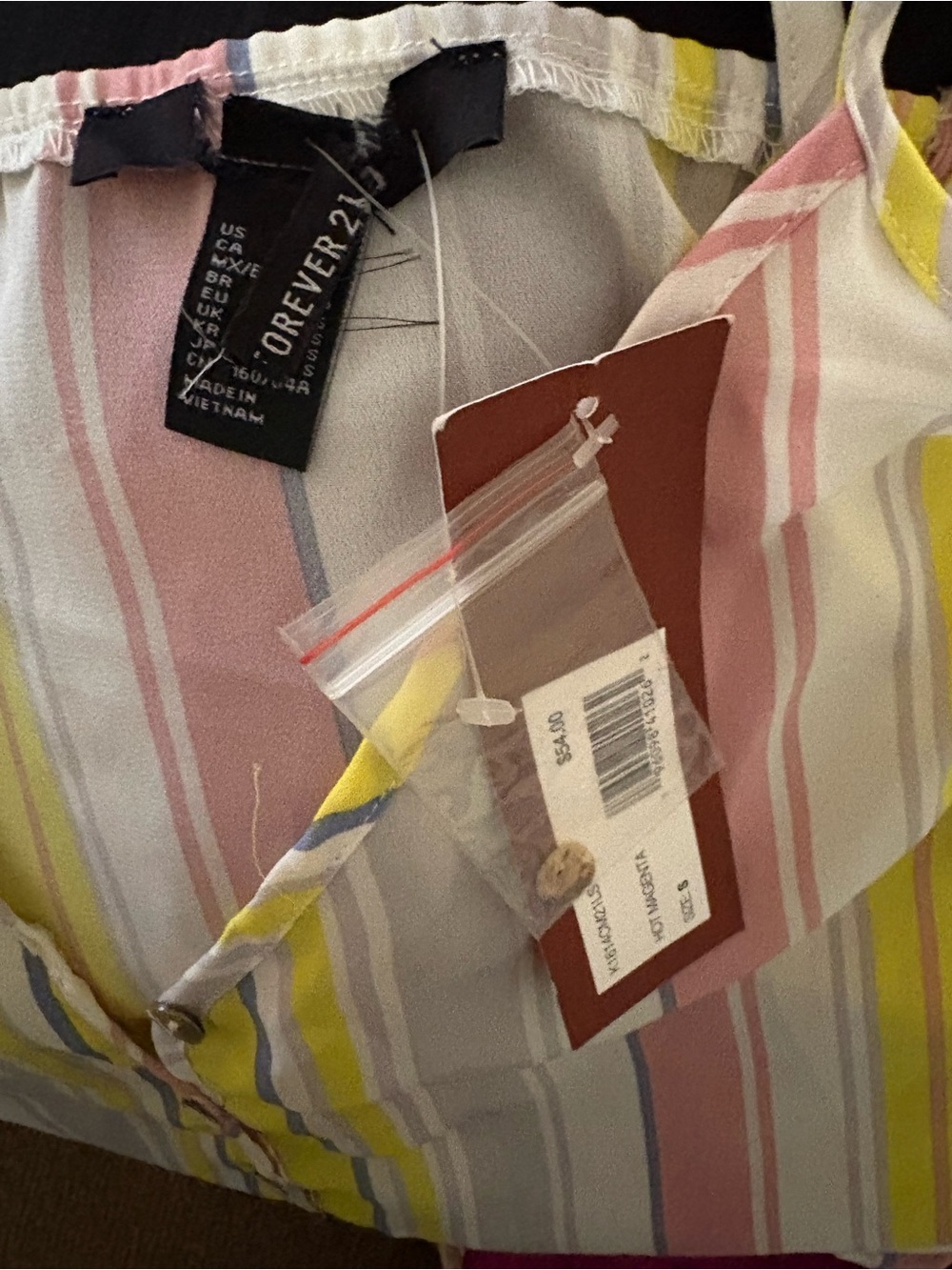 Forever 21 Pastel Striped Tie-Front Tank — Yellow, Pink & Gray - Picture 2 of 3